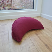 Linen cresсent cushion filled Wool filler Yoga Meditation Crescent pillow