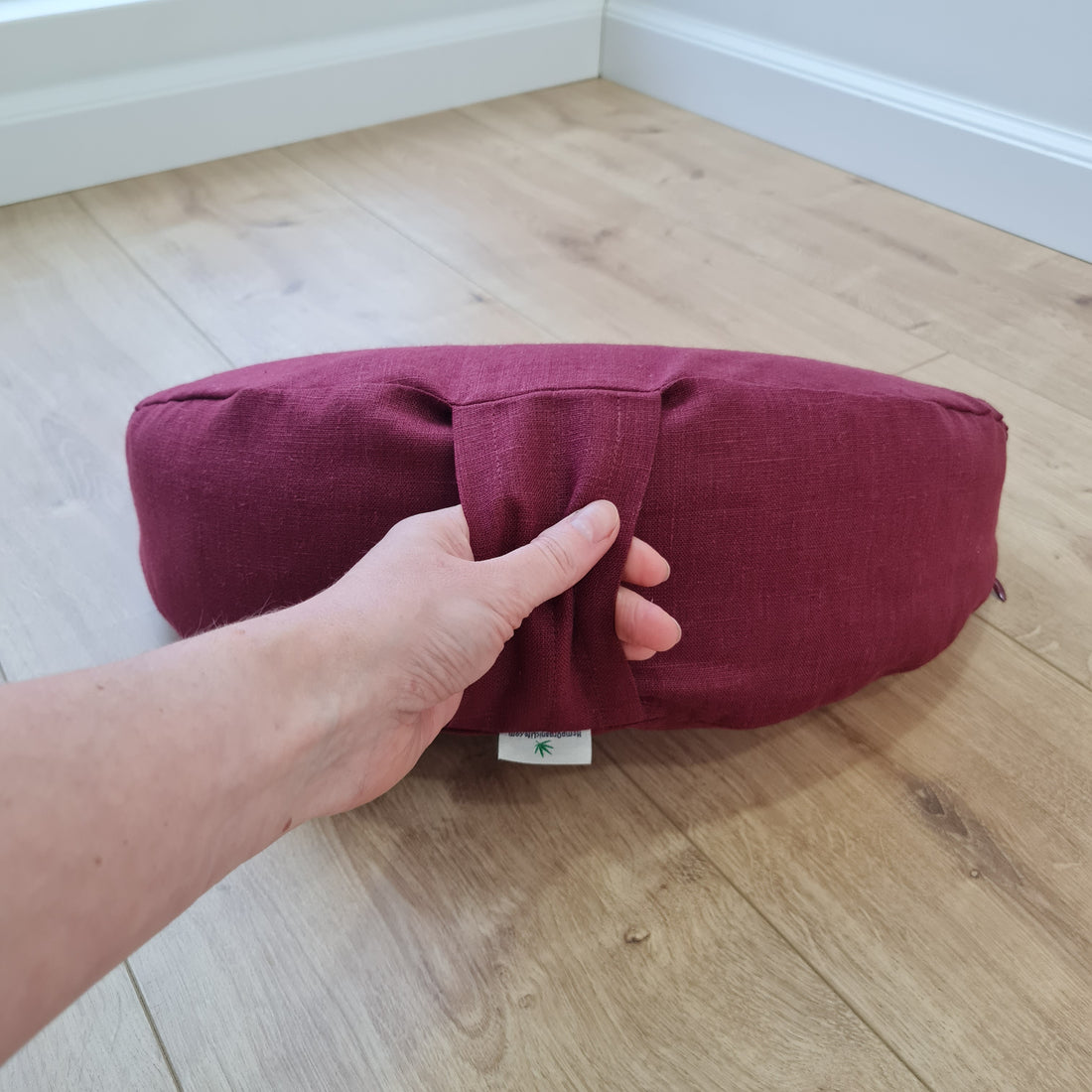 Linen cresсent cushion filled Wool filler Yoga Meditation Crescent pillow