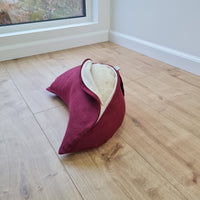 Linen cresсent cushion filled Wool filler Yoga Meditation Crescent pillow