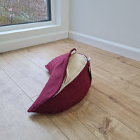 Linen cresсent cushion filled Wool filler Yoga Meditation Crescent pillow