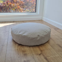 Round Hemp cushion with removable cover Hemp fiber filling in cotton fabric with linen non-dyed cover Floor cushion custom made size