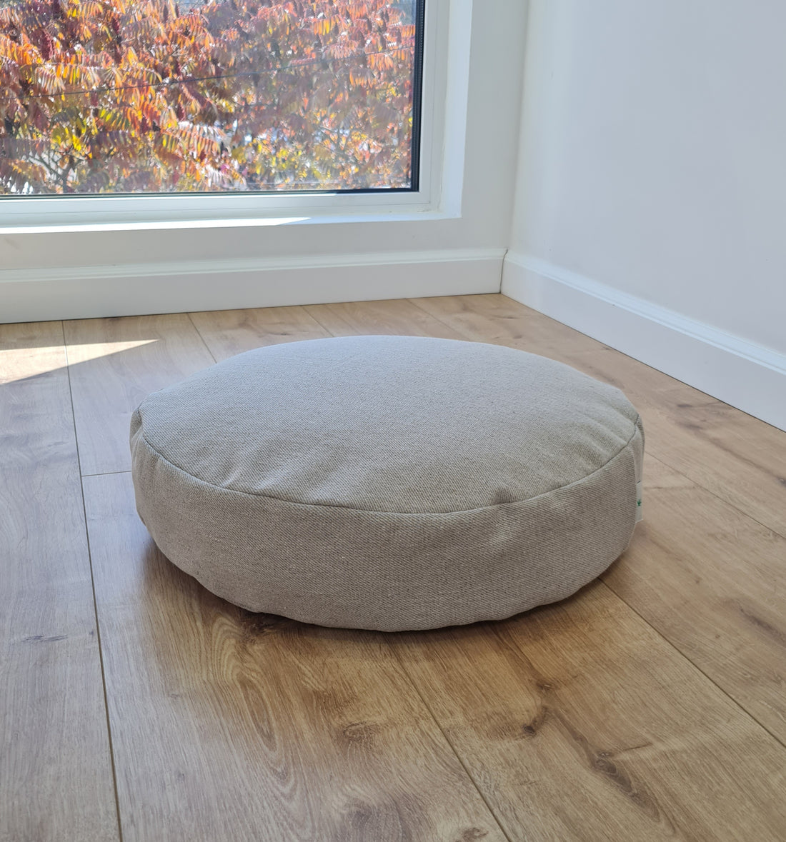 Round Hemp cushion with removable cover Hemp fiber filling in cotton fabric with linen non-dyed cover Floor cushion custom made size