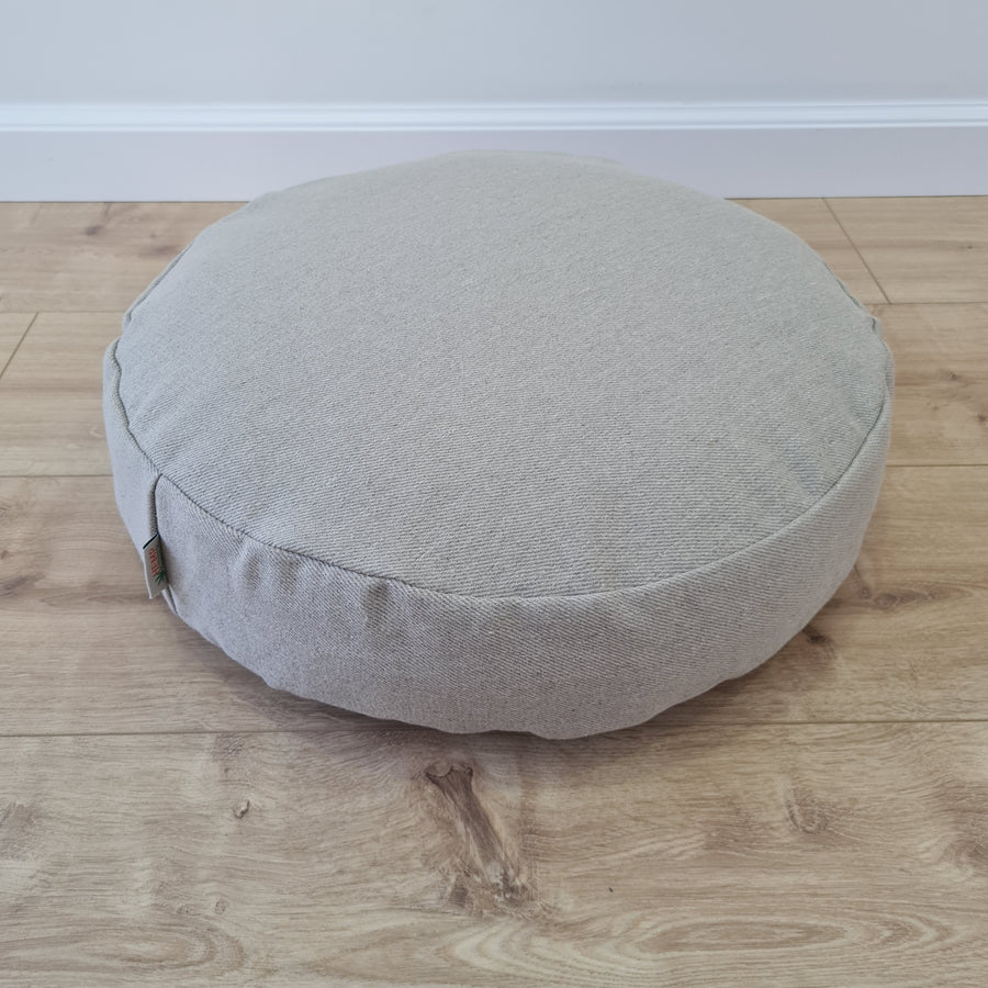 Round Hemp cushion with removable cover Hemp fiber filling in cotton fabric with linen non-dyed cover Floor cushion custom made size