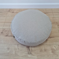 Round Hemp cushion with removable cover Hemp fiber filling in cotton fabric with linen non-dyed cover Floor cushion custom made size