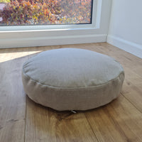 Round Hemp cushion with removable cover Hemp fiber filling in cotton fabric with linen non-dyed cover Floor cushion custom made size