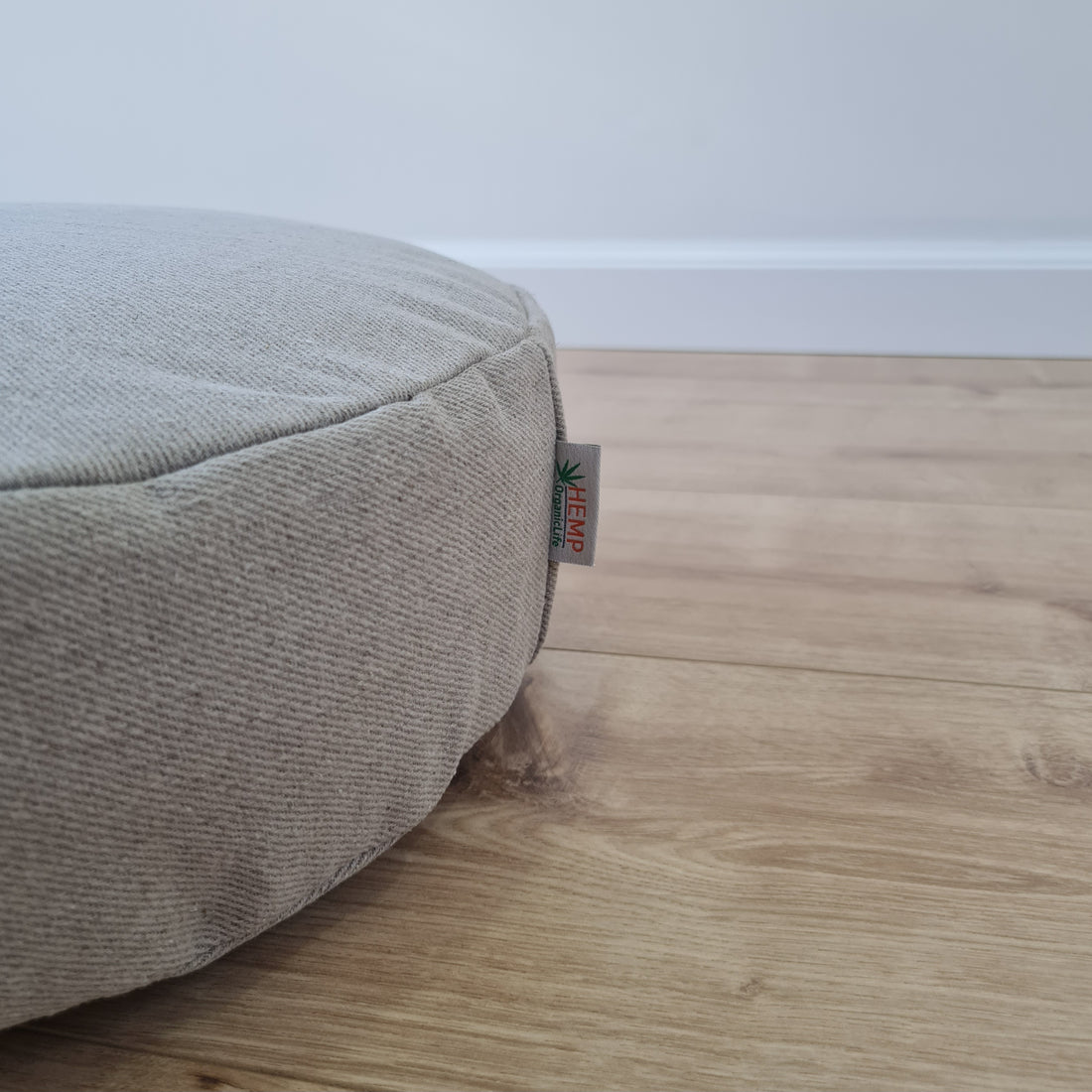 Round Hemp cushion with removable cover Hemp fiber filling in cotton fabric with linen non-dyed cover Floor cushion custom made size
