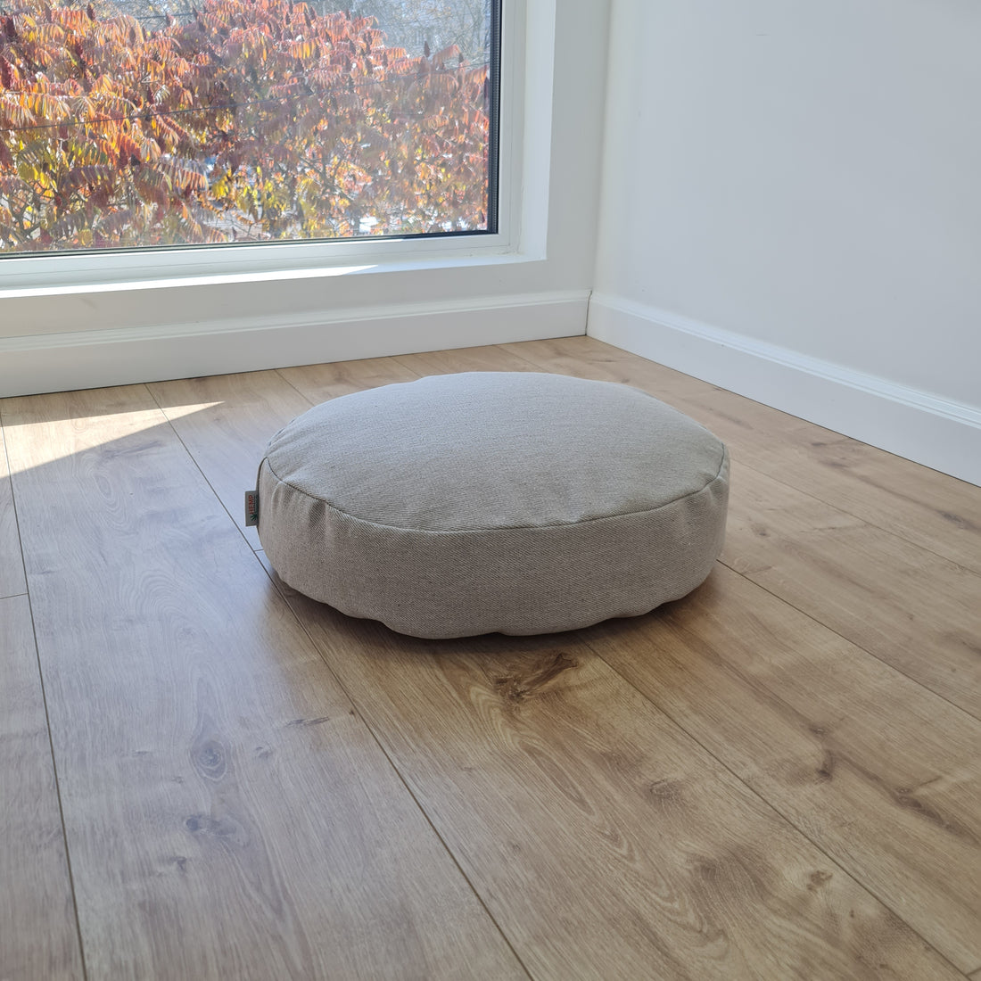 Round Hemp cushion with removable cover Hemp fiber filling in cotton fabric with linen non-dyed cover Floor cushion custom made size