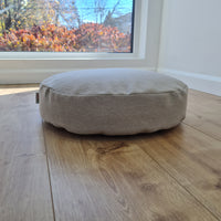 Round Hemp cushion with removable cover Hemp fiber filling in cotton fabric with linen non-dyed cover Floor cushion custom made size