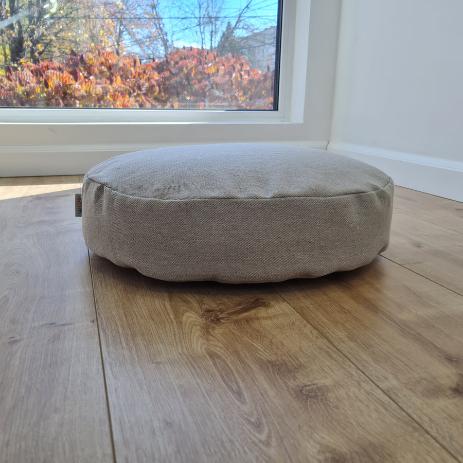 Round Hemp cushion with removable cover Hemp fiber filling in cotton fabric with linen non-dyed cover Floor cushion custom made size