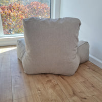 Hemp back cushion filled organic hemp fiber filling with natural linen removable zippered cover