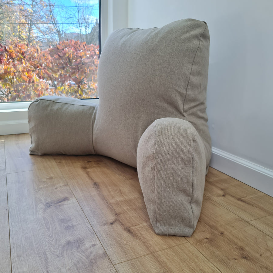 Hemp back cushion filled organic hemp fiber filling with natural linen removable zippered cover