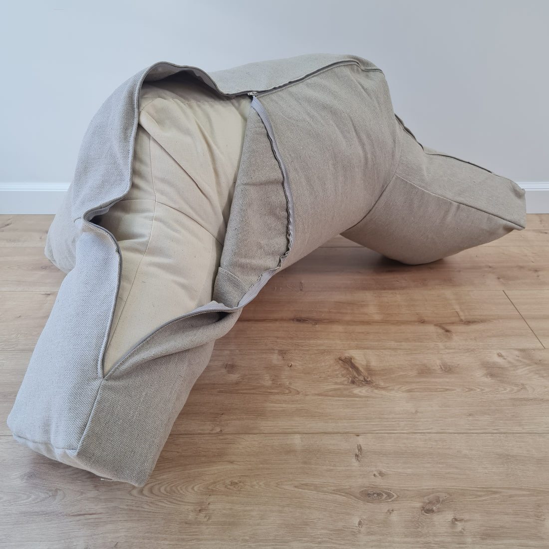 Hemp back cushion filled organic hemp fiber filling with natural linen removable zippered cover