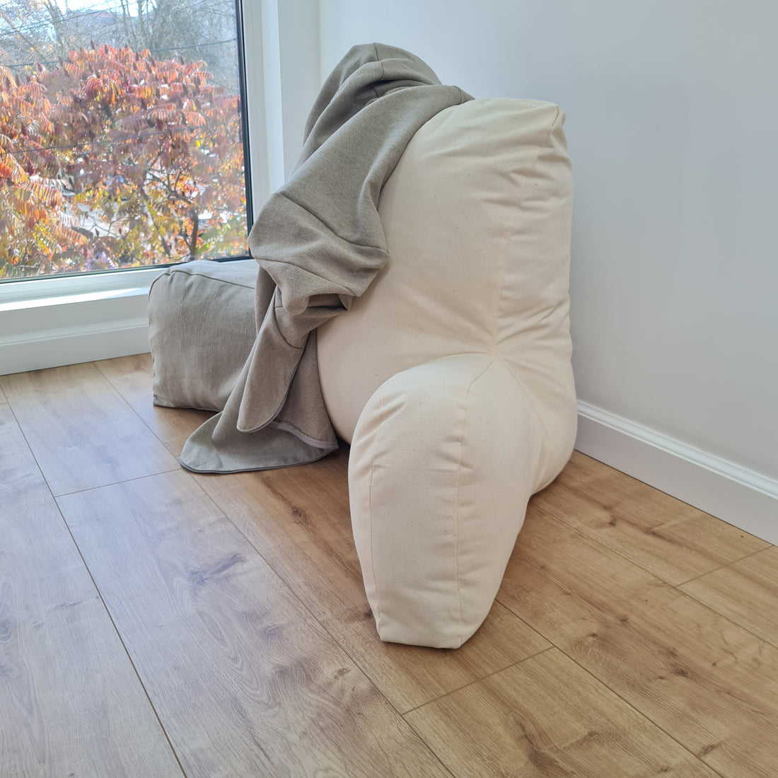 Hemp back cushion filled organic hemp fiber filling with natural linen removable zippered cover