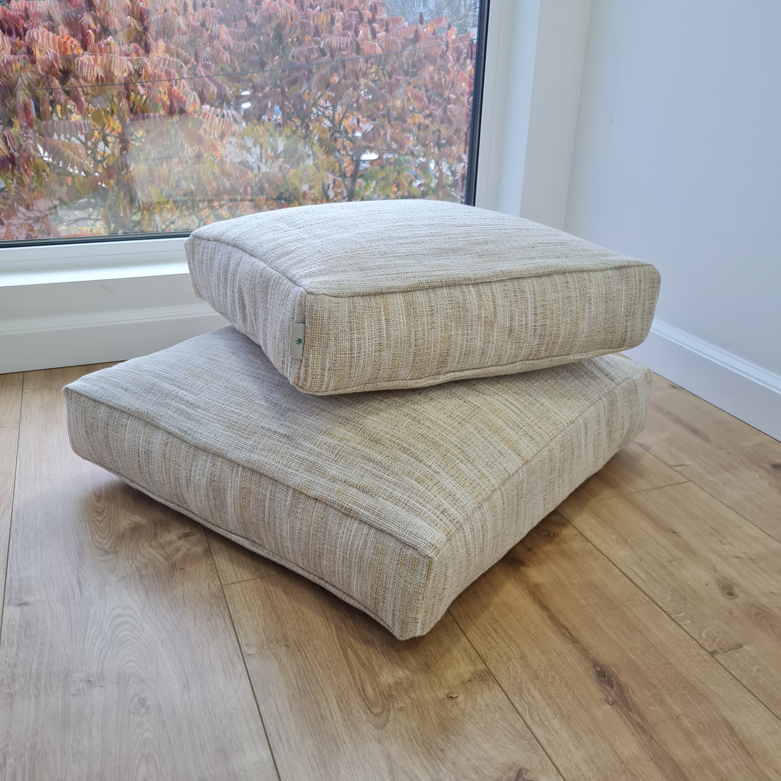 Hemp cushion with removable cover Hemp fiber filling in cotton fabric with linen cover Floor cushion custom made size