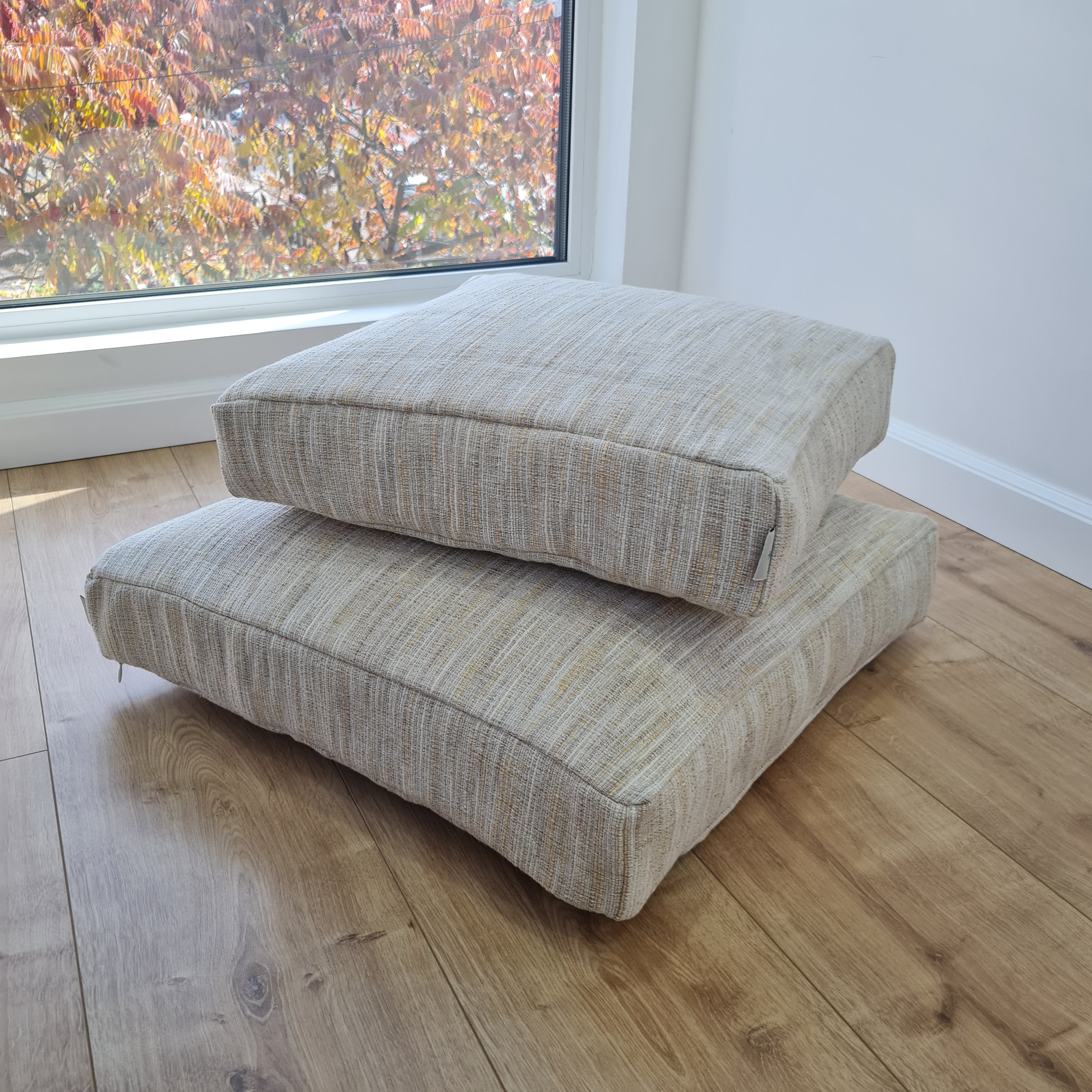 Hemp cushion with removable cover Hemp fiber filling in cotton fabric with linen cover Floor cushion custom made size
