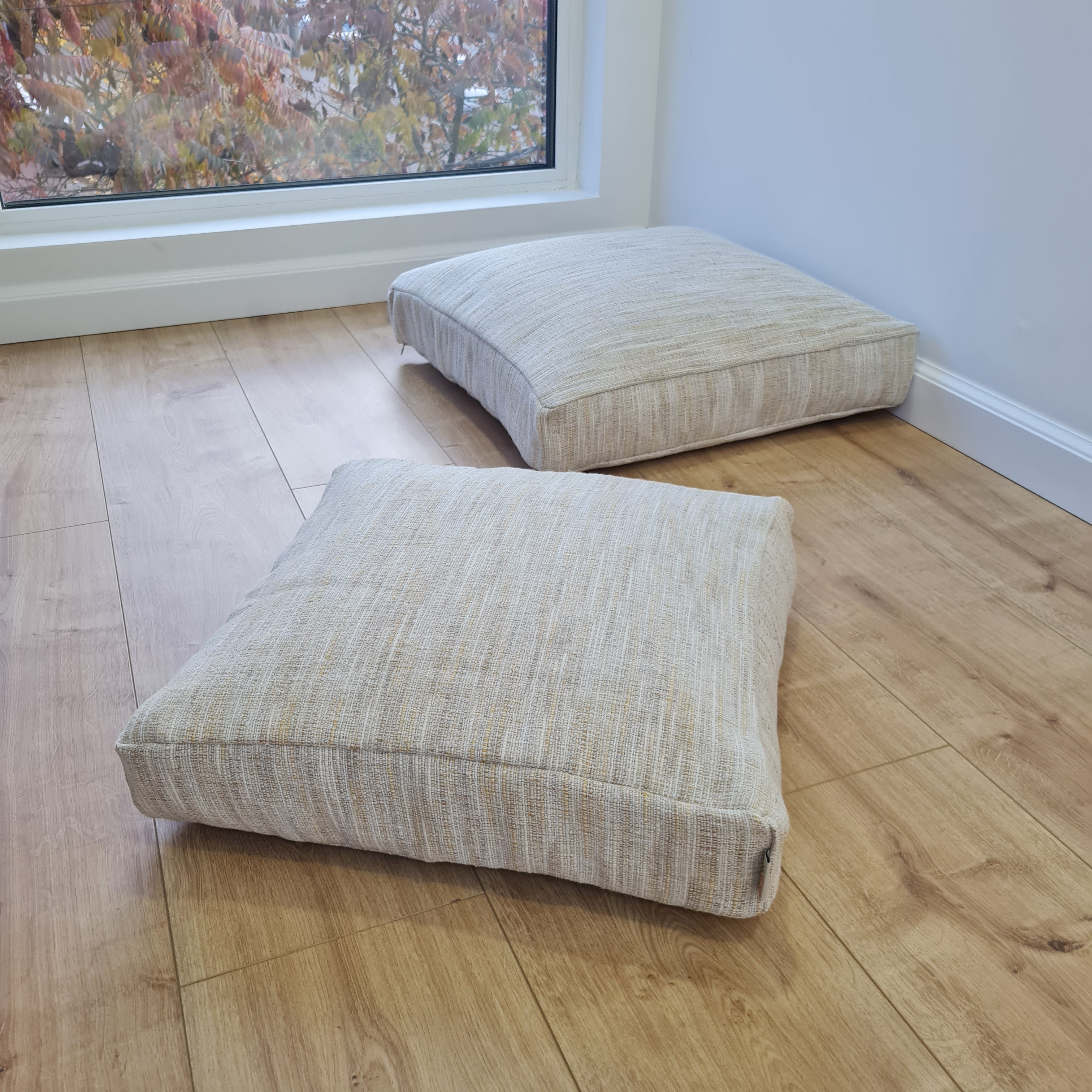 Hemp cushion with removable cover Hemp fiber filling in cotton fabric with linen cover Floor cushion custom made size