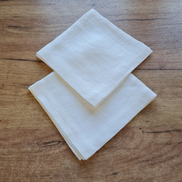 16" / 2 pcs White Linen Napkins, Cloth napkins set, Fabric napkins wedding bulk, Table linens