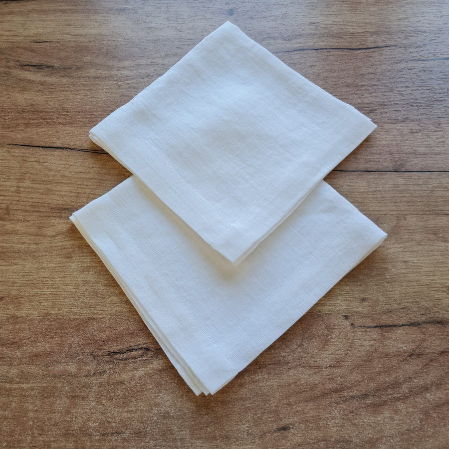 16" / 2 pcs White Linen Napkins, Cloth napkins set, Fabric napkins wedding bulk, Table linens