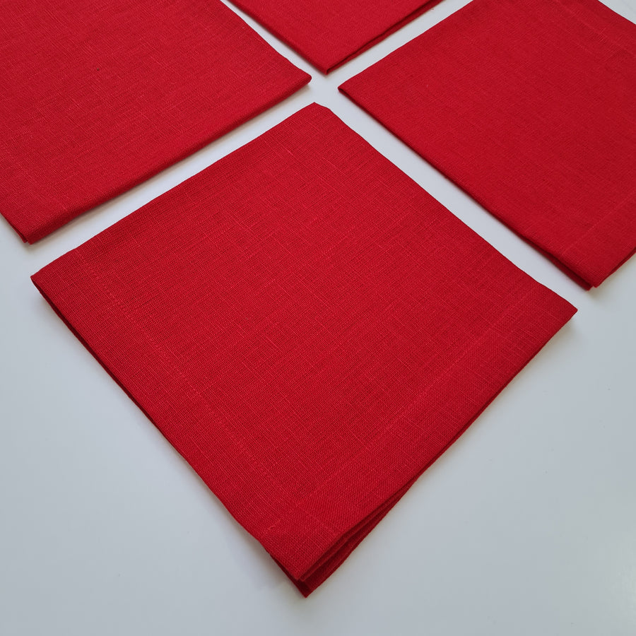 18" / 4 pcs Red Napkins set of 4 pcs Linen Napkins Cloth napkins set Table linens Gift gift for her