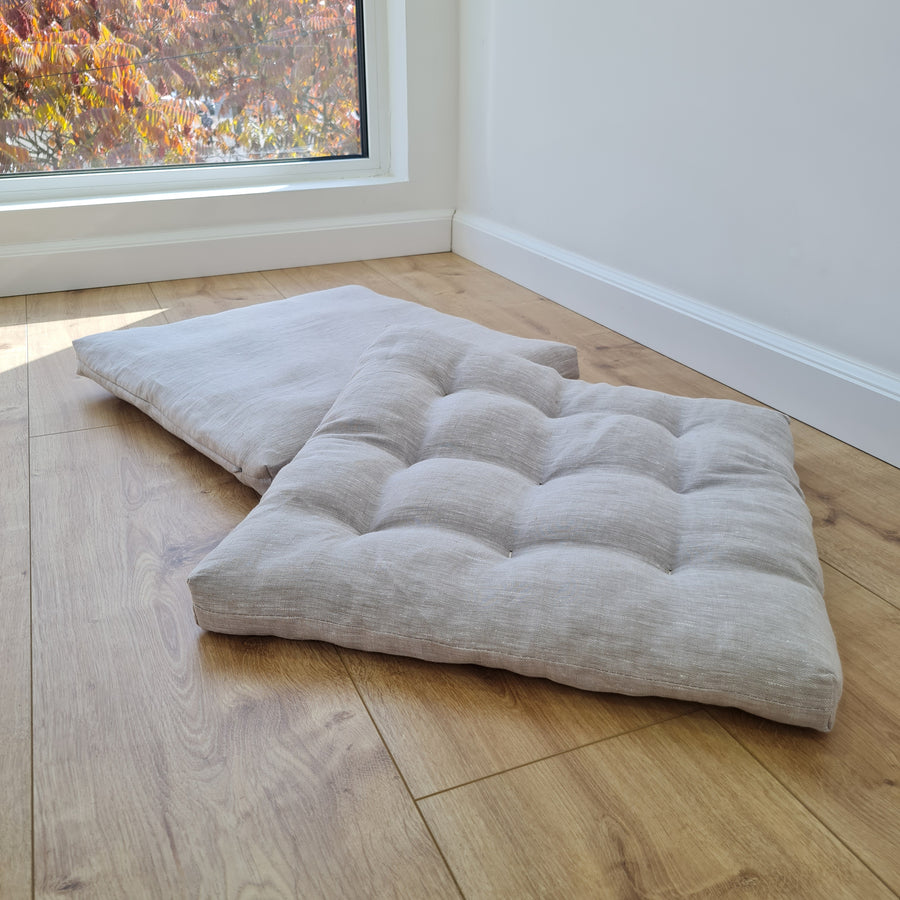 Hemp natural Sauna cushions natural mats seating pads meditation mats with organic Hemp fiber filling in natural non-dyed linen fabric