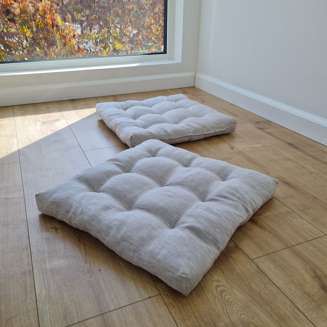 Hemp natural Sauna cushions natural mats seating pads meditation mats with organic Hemp fiber filling in natural non-dyed linen fabric