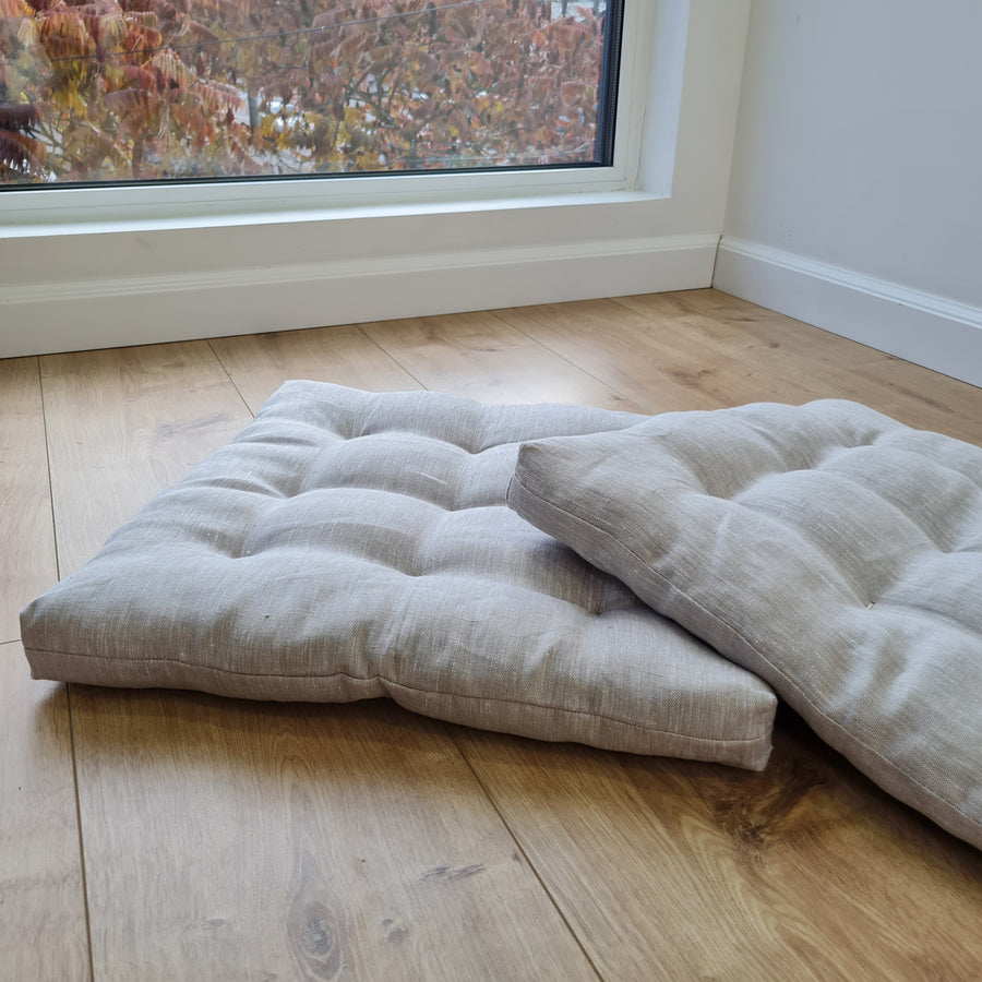 Hemp natural Sauna cushions natural mats seating pads meditation mats with organic Hemp fiber filling in natural non-dyed linen fabric