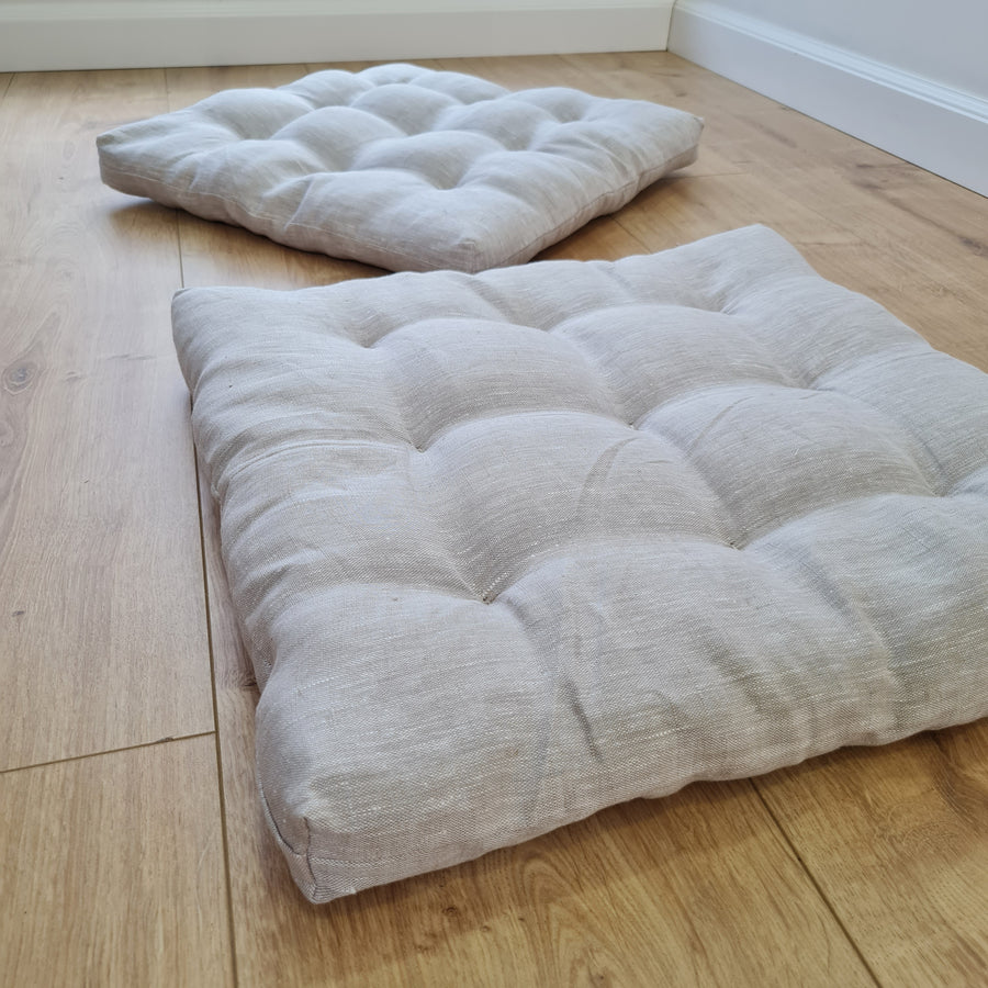 Hemp natural Sauna cushions natural mats seating pads meditation mats with organic Hemp fiber filling in natural non-dyed linen fabric
