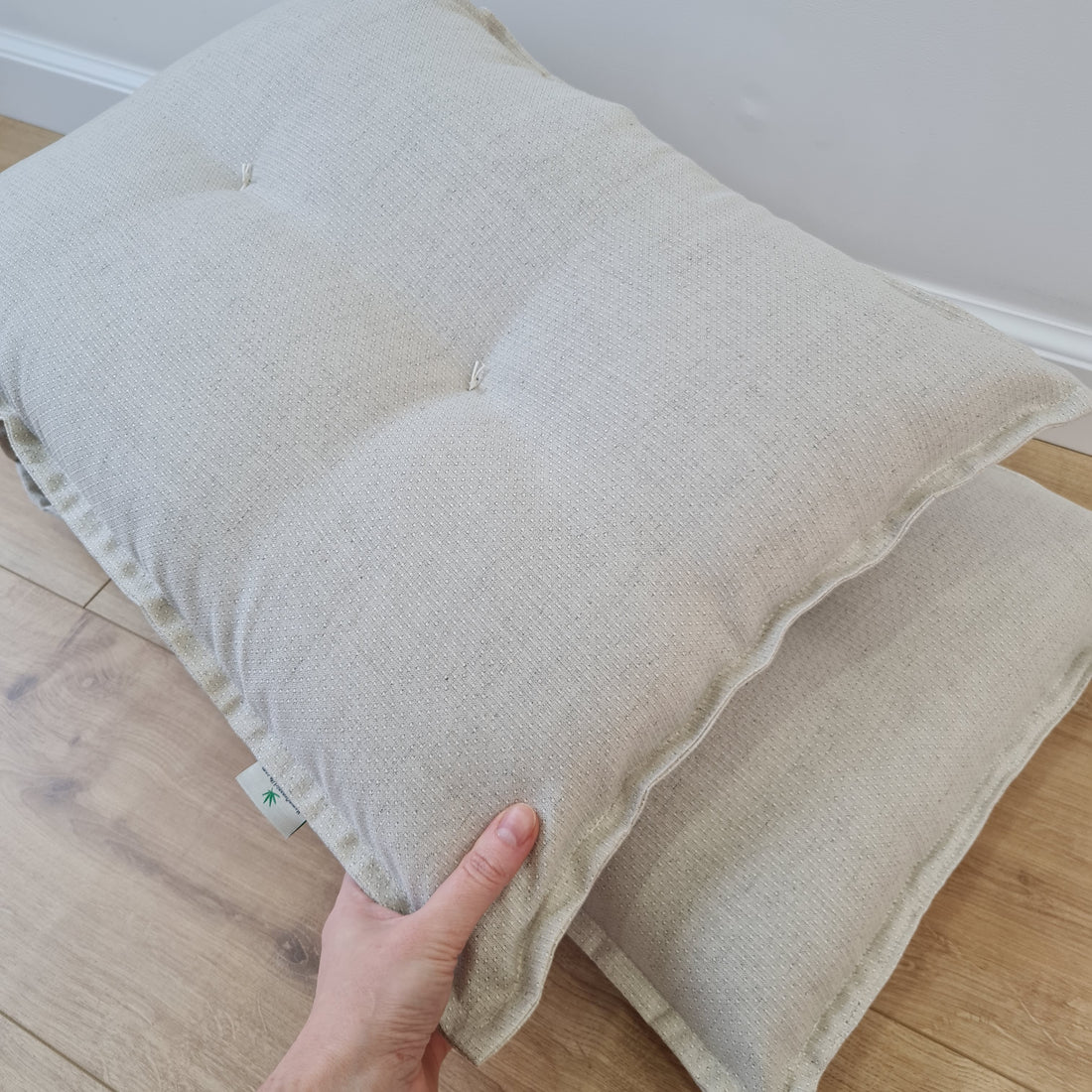Natural Hemp Bench Cushion Custom Made filled organic Hemp Fiber in natural non dyed Hemp Fabric Window Bench Mudroom cushions