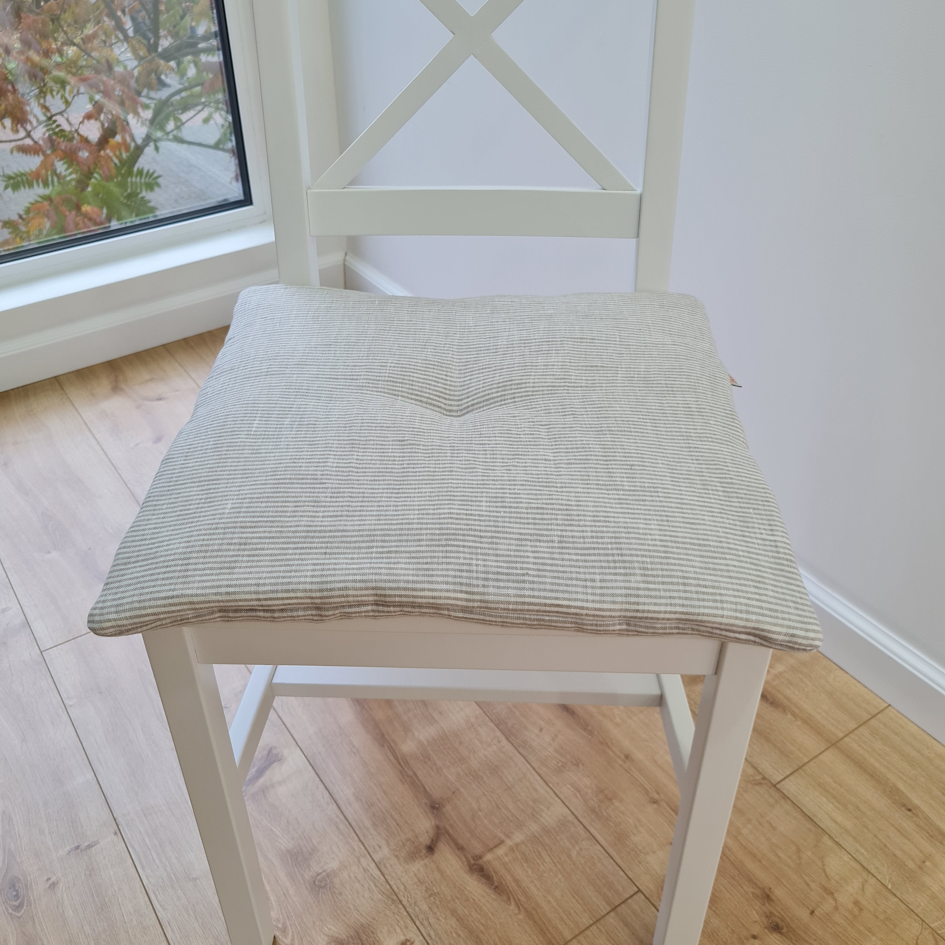 Hemp linen seat Cushion for chair WITHOUT TIES filled organic hemp fiber in natural linen fabric Chair Cushion Pillow seat