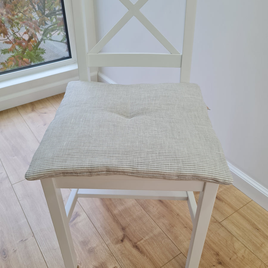 Hemp linen seat Cushion for chair WITHOUT TIES filled organic hemp fiber in natural linen fabric Chair Cushion Pillow seat