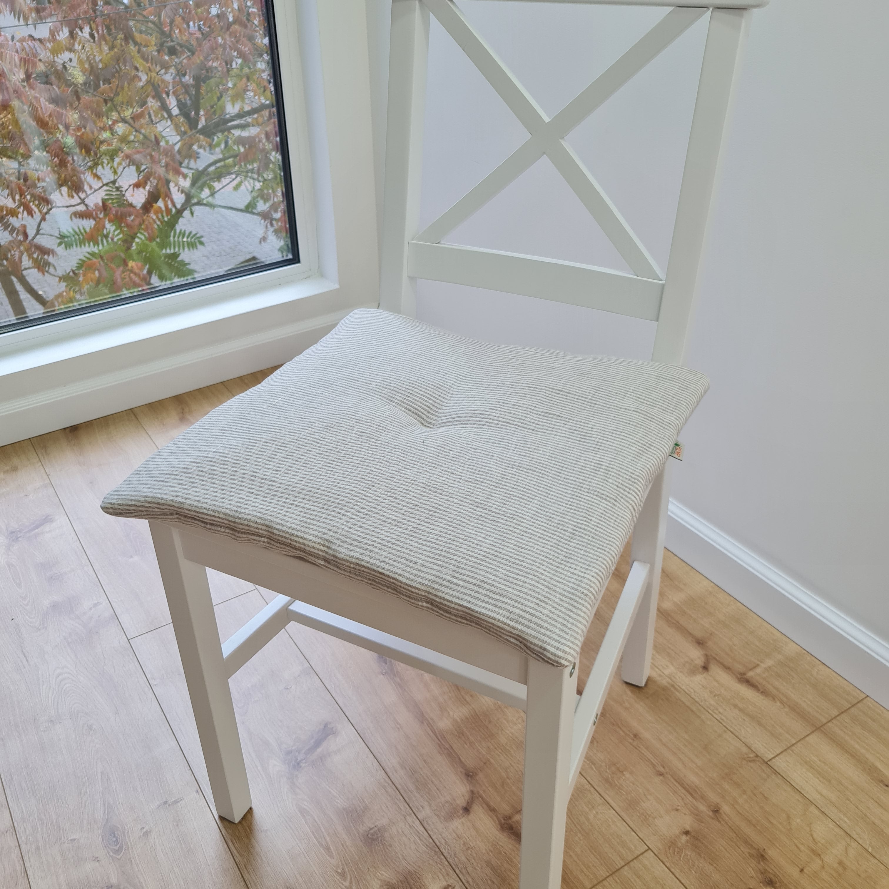 Hemp linen seat Cushion for chair WITHOUT TIES filled organic hemp fiber in natural linen fabric Chair Cushion Pillow seat