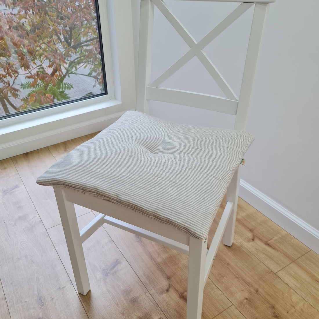 Hemp linen seat Cushion for chair WITHOUT TIES filled organic hemp fiber in natural linen fabric Chair Cushion Pillow seat