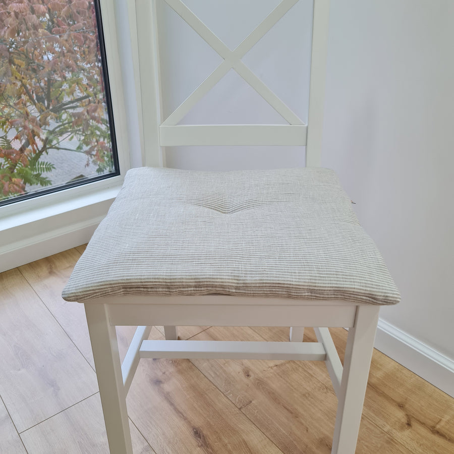Hemp linen seat Cushion for chair WITHOUT TIES filled organic hemp fiber in natural linen fabric Chair Cushion Pillow seat