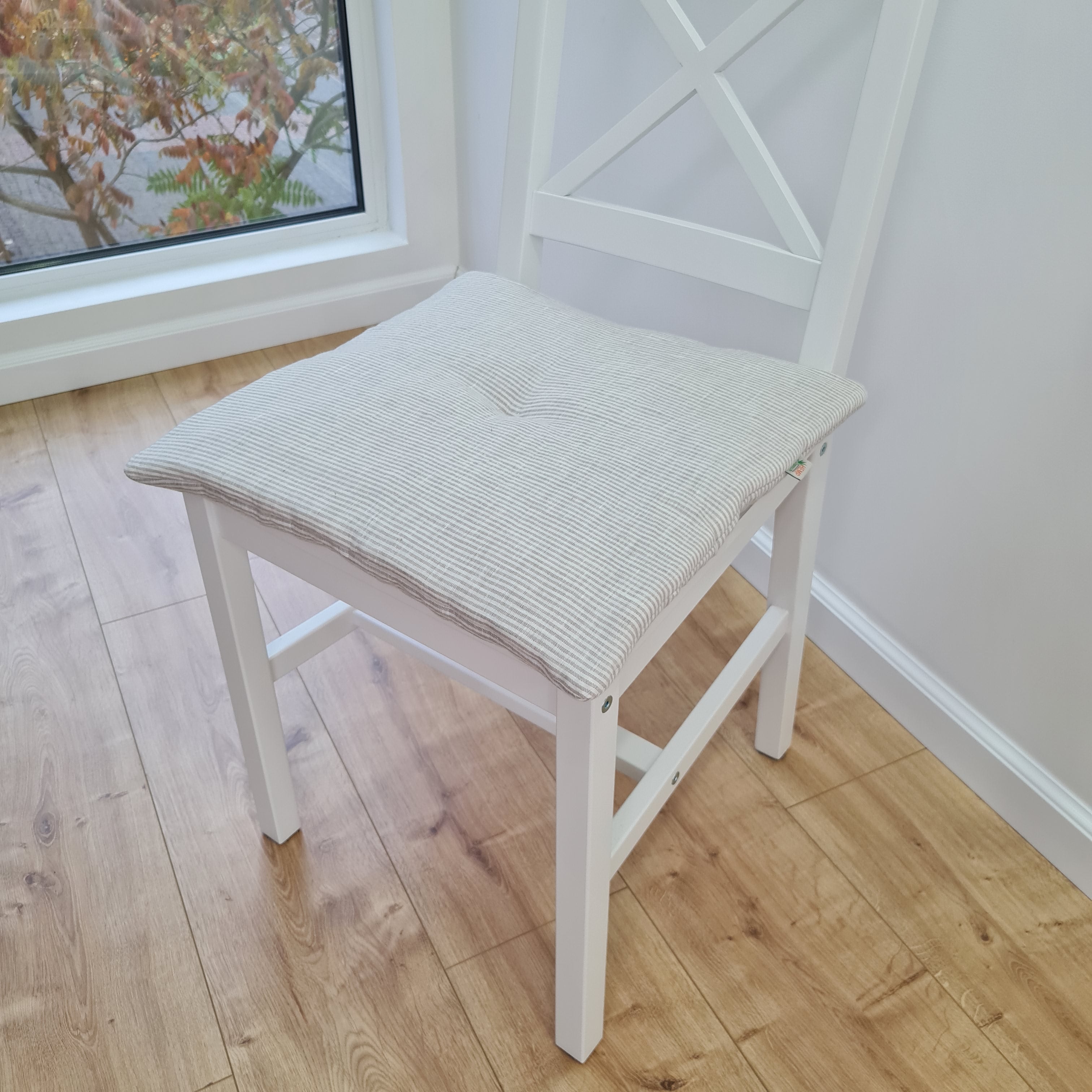 Hemp linen seat Cushion for chair WITHOUT TIES filled organic hemp fiber in natural linen fabric Chair Cushion Pillow seat