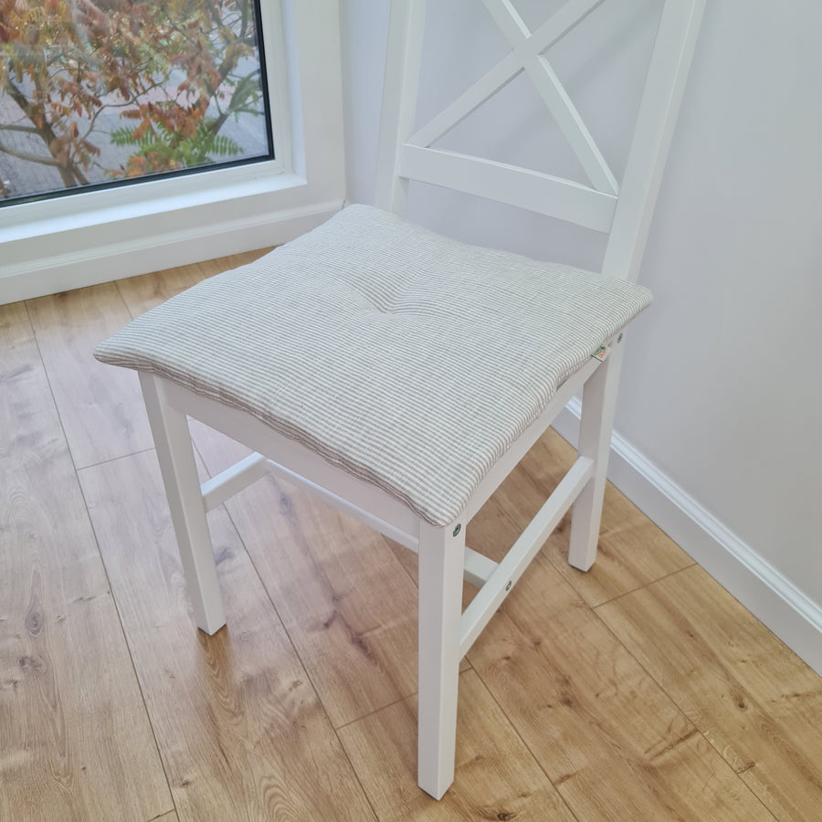 Hemp linen seat Cushion for chair WITHOUT TIES filled organic hemp fiber in natural linen fabric Chair Cushion Pillow seat