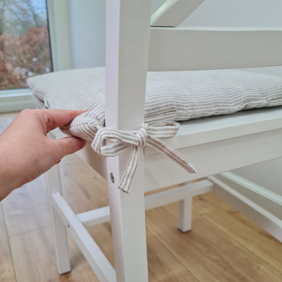 Hemp Linen seat cushion for chair with ties filled organic hemp fiber in natural non dyed linen fabric Chair Cushion Pillow seat