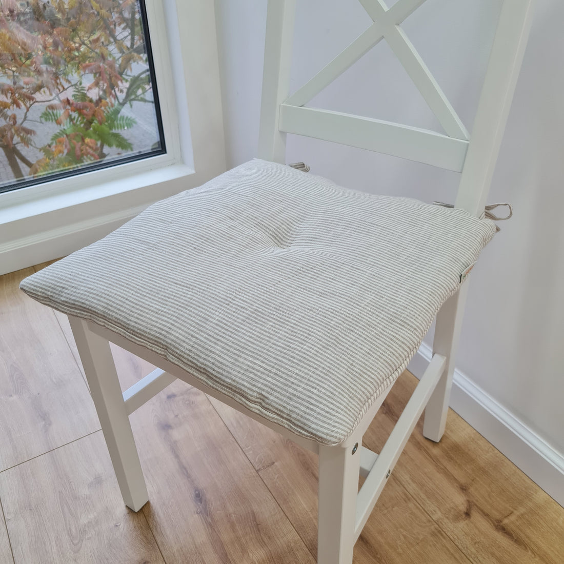 Hemp Linen seat cushion for chair with ties filled organic hemp fiber in natural non dyed linen fabric Chair Cushion Pillow seat