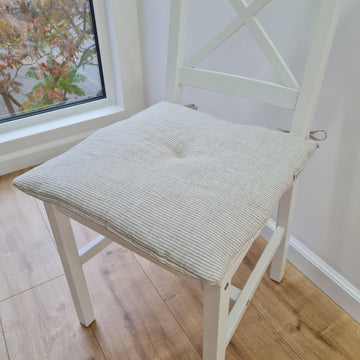Hemp Linen seat cushion for chair with ties filled organic hemp fiber in natural non dyed linen fabric Chair Cushion Pillow seat