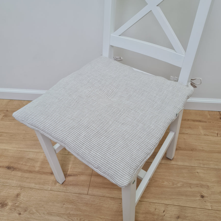 Hemp Linen seat cushion for chair with ties filled organic hemp fiber in natural non dyed linen fabric Chair Cushion Pillow seat