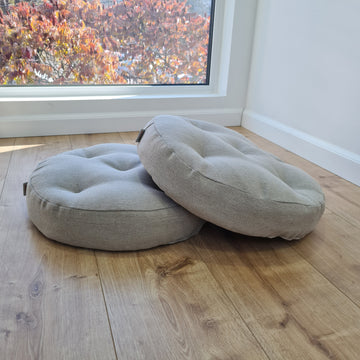Round Hemp cushion Hemp fiber in non-dyed linen fabric natural organic Floor cushion