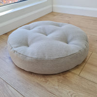 Round Hemp cushion Hemp fiber in non-dyed linen fabric natural organic Floor cushion