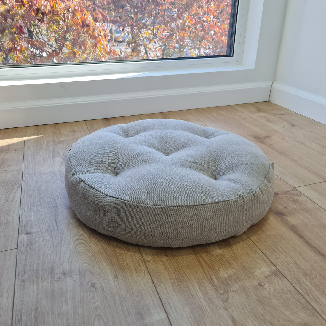 Round Hemp cushion Hemp fiber in non-dyed linen fabric natural organic Floor cushion