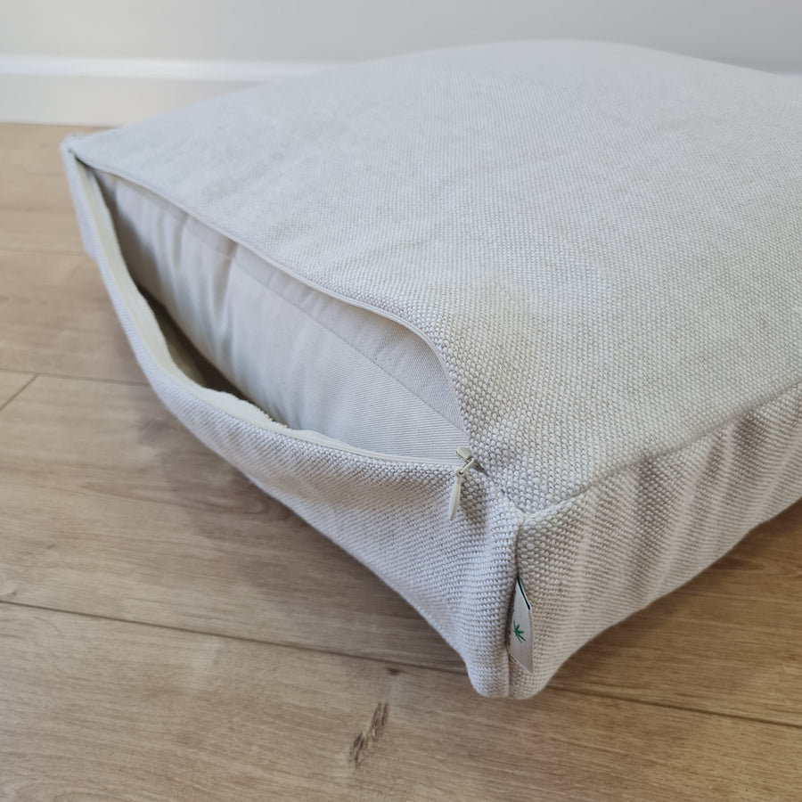Hemp cushion with removable cover Hemp fiber filling in cotton fabric with linen cover Floor cushion custom made size
