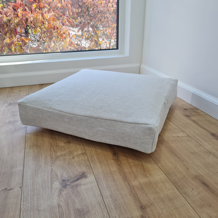 Hemp cushion with removable cover Hemp fiber filling in cotton fabric with linen cover Floor cushion custom made size