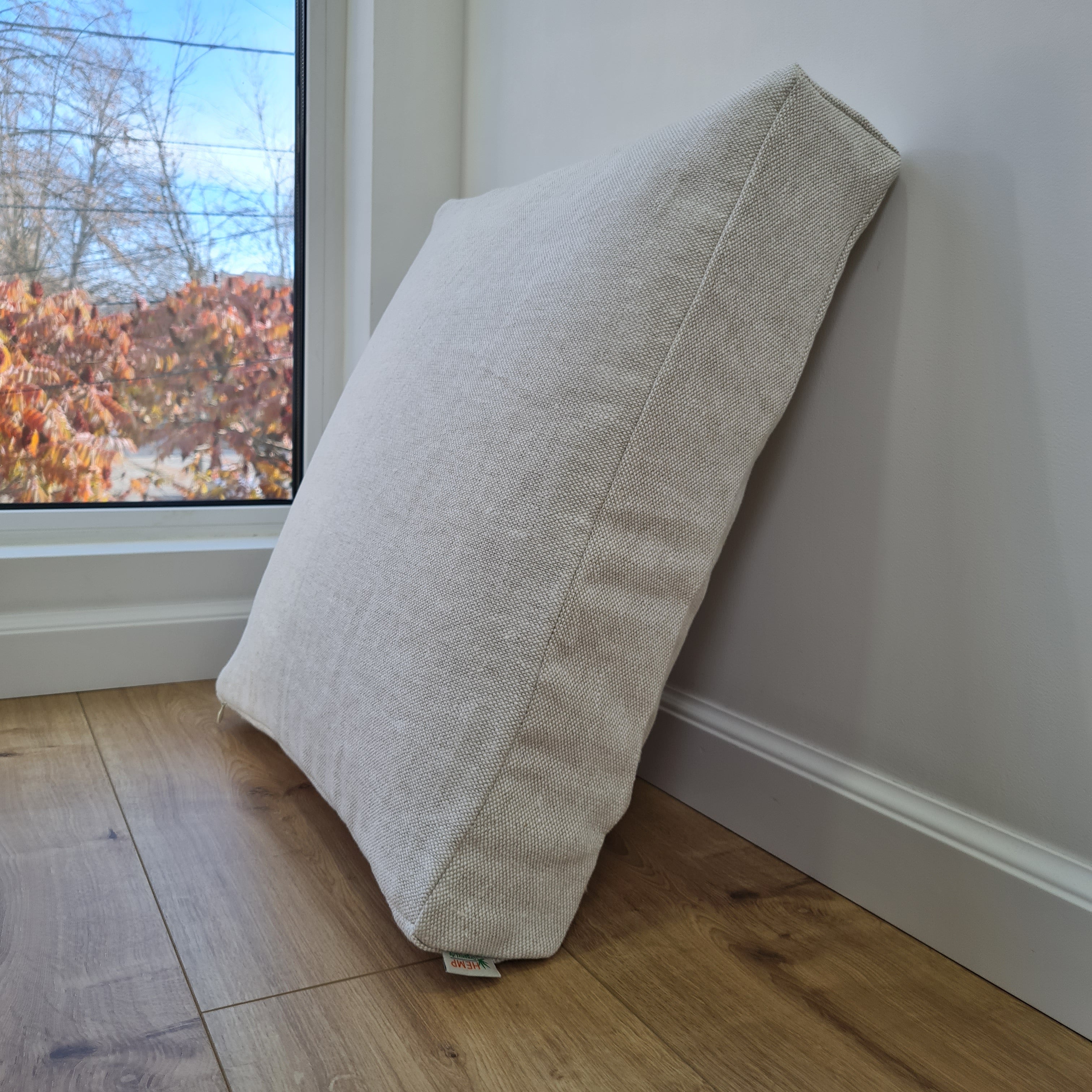 Hemp cushion with removable cover Hemp fiber filling in cotton fabric with linen cover Floor cushion custom made size