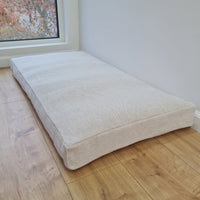 21.5" x 41" (54 x 105 cm) Hemp cushion with removable cover Hemp fiber filling in linen fabric with linen cover