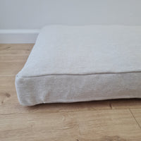 21.5" x 41" (54 x 105 cm) Hemp cushion with removable cover Hemp fiber filling in linen fabric with linen cover