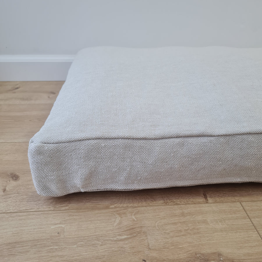 21.5" x 41" (54 x 105 cm) Hemp cushion with removable cover Hemp fiber filling in linen fabric with linen cover