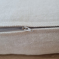 21.5" x 41" (54 x 105 cm) Hemp cushion with removable cover Hemp fiber filling in linen fabric with linen cover