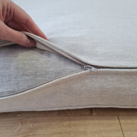 21.5" x 41" (54 x 105 cm) Hemp cushion with removable cover Hemp fiber filling in linen fabric with linen cover